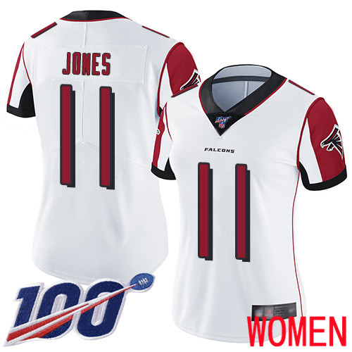 Atlanta Falcons Limited White Women Julio Jones Road Jersey NFL Football #11 100th Season Vapor Untouchable